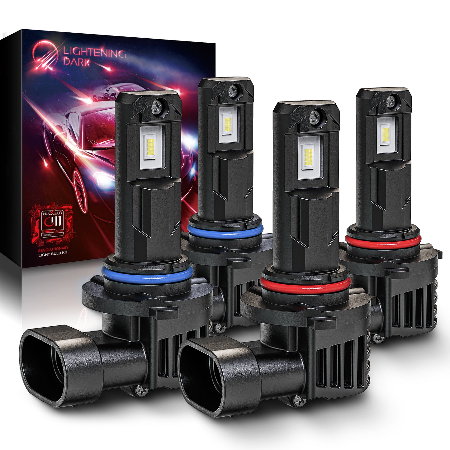 9005 9006 LED Headlight Bulbs Combo, HB3+HB4 Fog Light Bulbs 400% Bright 6500K Xenon White 48000LM Fanless Wireless Plug and Play (Pack of 4)
