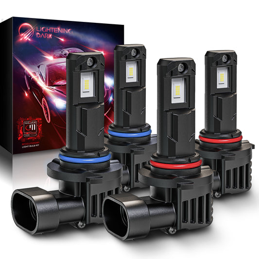 9005 9006 LED Headlight Bulbs Combo, HB3+HB4 Fog Light Bulbs 400% Bright 6500K Xenon White 48000LM Fanless Wireless Plug and Play (Pack of 4)