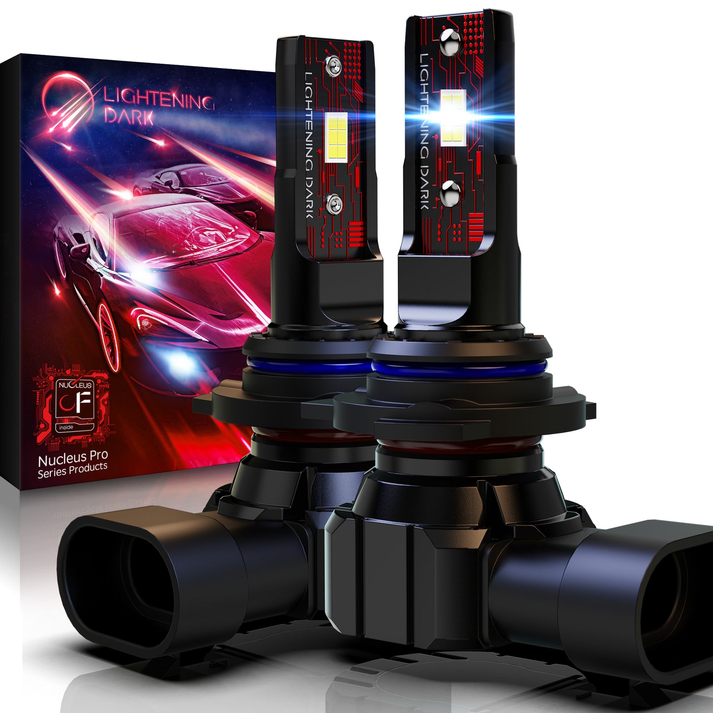 9012 LED Headlight Bulbs, 6500K Xenon White Beam Wireless Fanless, Replace OEM HIR2 9012 (Pack of 2)
