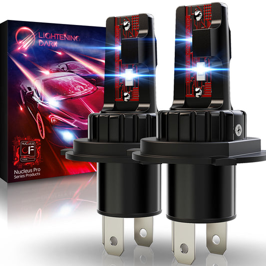 H4 LED Headlight Bulbs, 6500K Xenon White Beam Wireless Fanless, Replace OEM H4 9003 HB2 (Pack of 2)