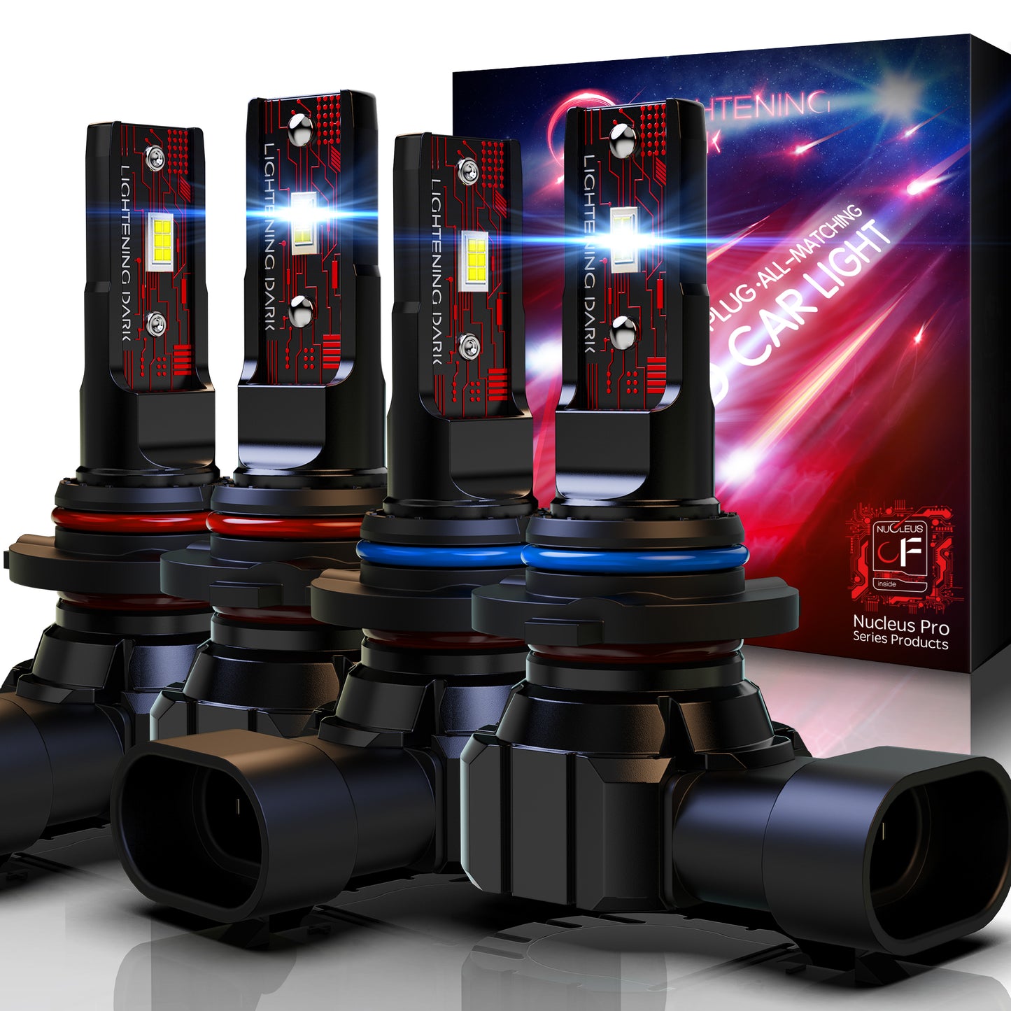 9005+9006 LED Headlight Bulbs, HB3/9005 + HB4/9006 Light Bulbs Combo 6500K Xenon White Beam Wireless Fanless (Pack of 4)