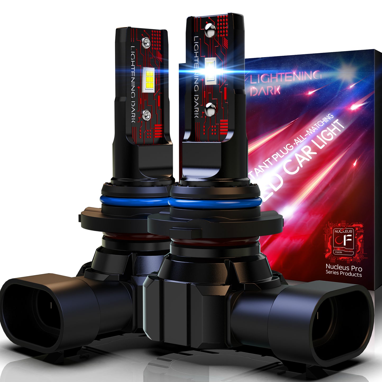 9005+9006 LED Headlight Bulbs, HB3/9005 + HB4/9006 Light Bulbs Combo 6500K Xenon White Beam Wireless Fanless (Pack of 4)