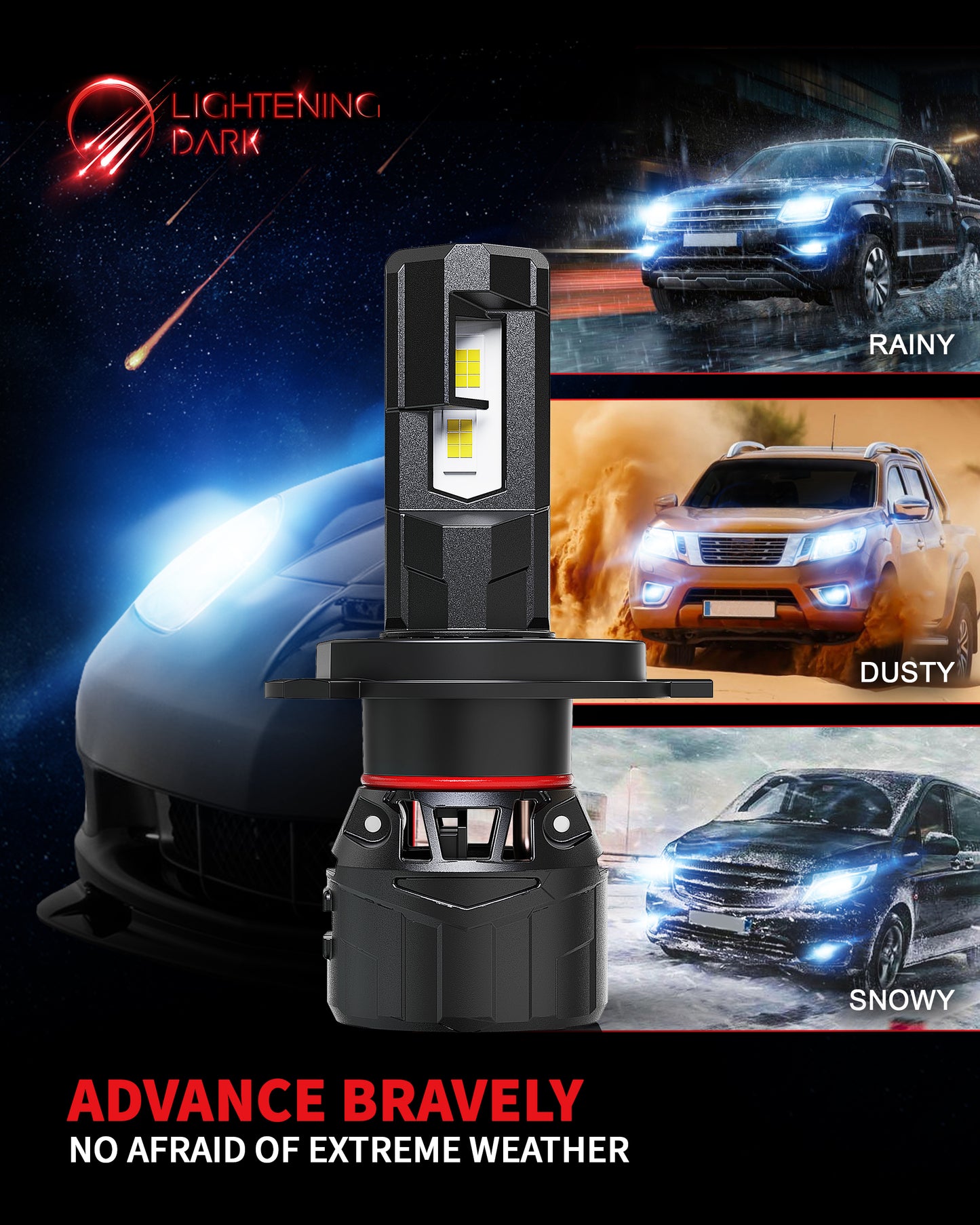 H4/9003/HB2 LED Headlight Bulbs, 40000LM 6500K Xenon White Plug & Play 360° Adjustable Light Beam with Cooling Fan, Pack of 2