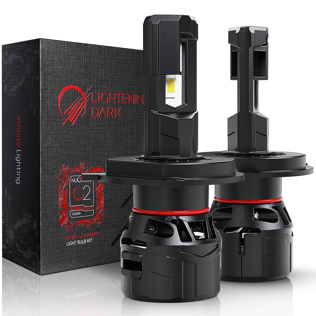 H4/9003/HB2 LED Headlight Bulbs, 40000LM 6500K Xenon White Plug & Play 360° Adjustable Light Beam with Cooling Fan, Pack of 2