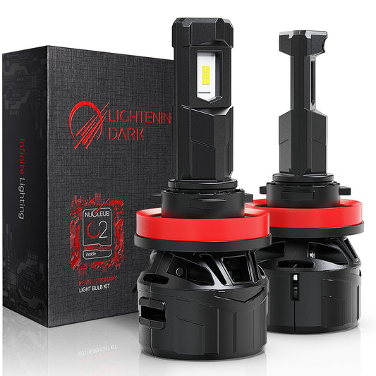 H11/H8/H9 LED Headlight Bulbs, 40000LM 6500K Xenon White Plug & Play 360° Adjustable Light Beam with Cooling Fan, Pack of 2