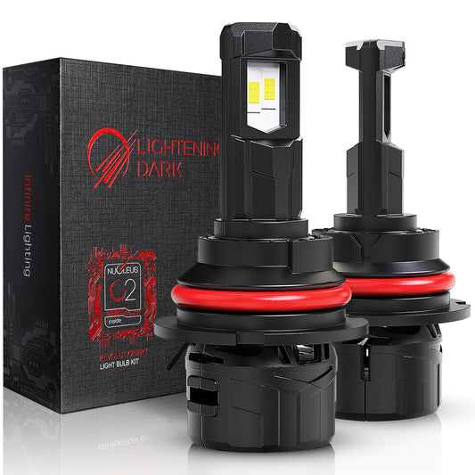 9007/HB5 LED Headlight Bulbs, 40000LM 6500K Xenon White Plug & Play 360° Adjustable Light Beam with Cooling Fan, Pack of 2