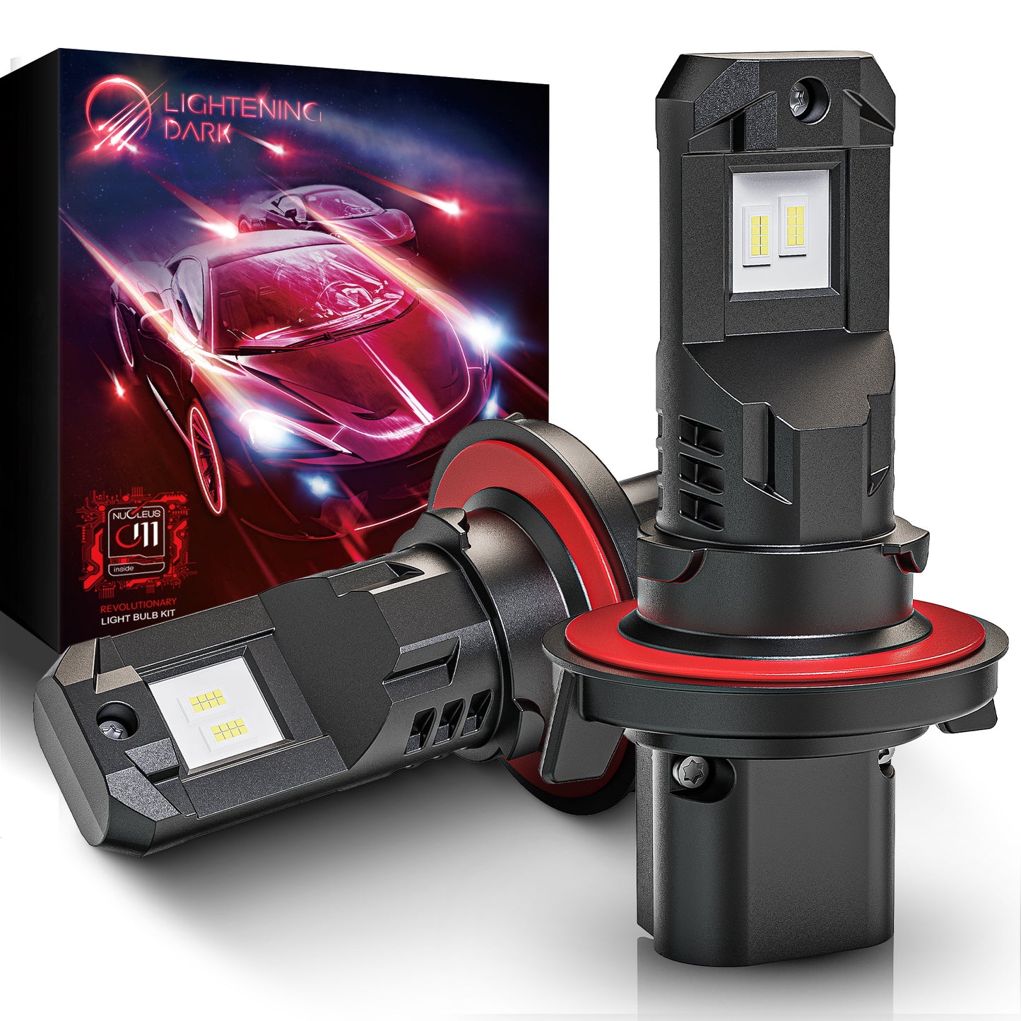 H13 LED Headlight Bulbs, H13 9008 Light Bulbs 400% Bright 6500K Xenon White 24000LM Fanless Wireless Plug and Play (Pack of 2)