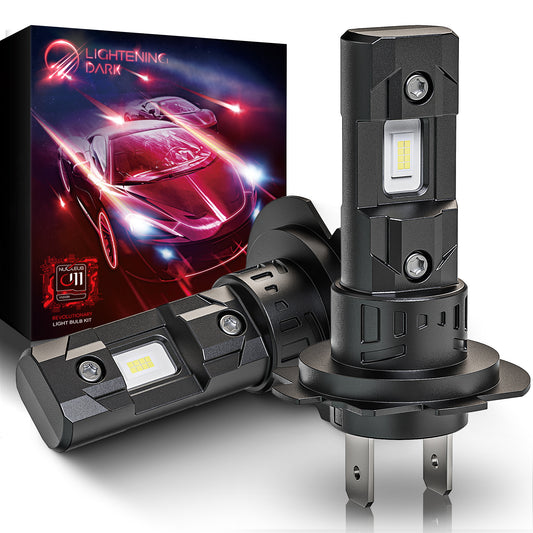 H7 LED Headlight Bulbs, No Adapter Required 24000LM Brightness 6500K Xenon White Fanless Non-Polarity Plug and Play (Pack of 2)