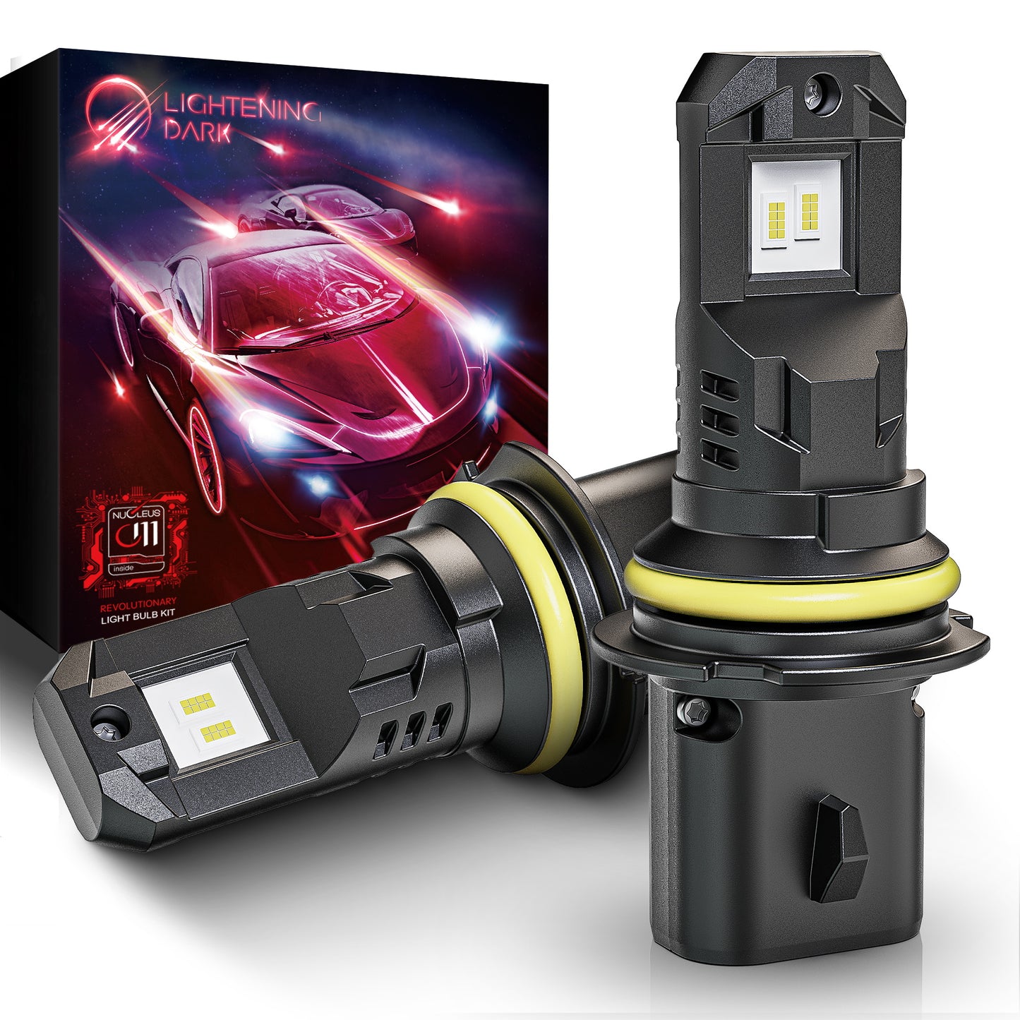 9007 LED Headlight Bulbs, 9007 HB5 Light Bulbs 400% Bright 6500K Xenon White 24000LM Fanless Wireless Plug and Play (Pack of 2)