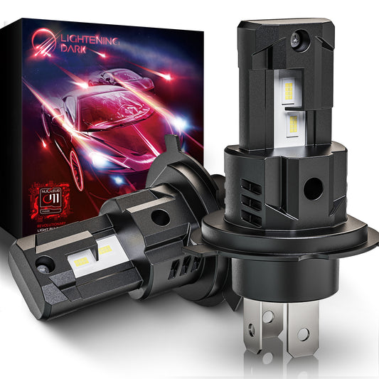 H4 LED Headlight Bulbs, H4 9003 HB2 Light Bulbs 400% Bright 6500K Xenon White 24000LM Fanless Wireless Plug and Play (Pack of 2)